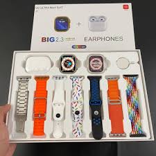 10 in 1 smart watch with seven straps, pods and charging cable