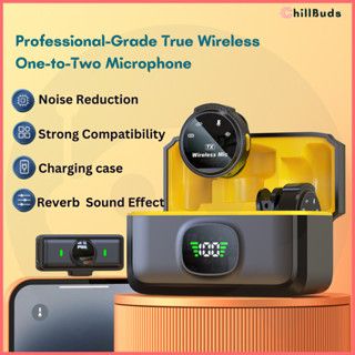 Wireless Lavalier Lapel Microphone With Magnetic Clip And Charging Case USB-C Noise Cancelling 50H Battery