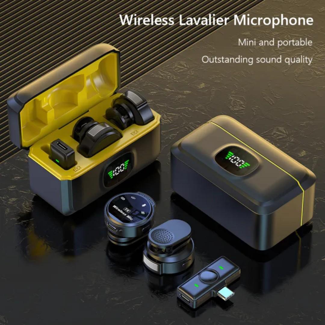 Wireless Lavalier Lapel Microphone With Magnetic Clip And Charging Case USB-C Noise Cancelling 50H Battery