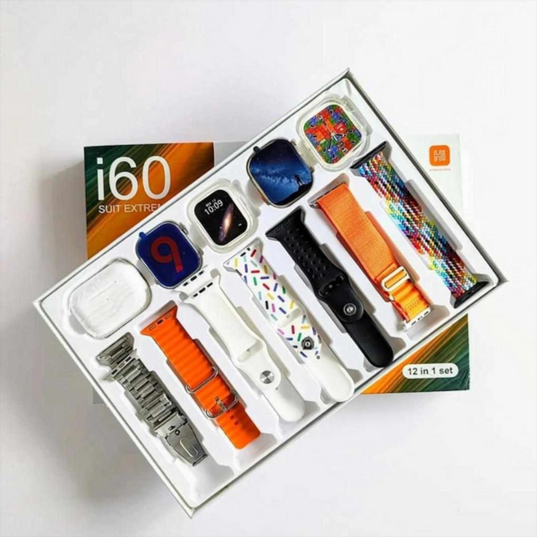 i60 Suit Extreme Hot 12 in 1 Set Smart Watch 2.3 inch 2 Watches 49mm Ultra 2, 45mm Watch 9 With 2 Watch Jelly Case & Airpods Pro 2 i60 Suit Exterme 7 Straps Smartwatch 4