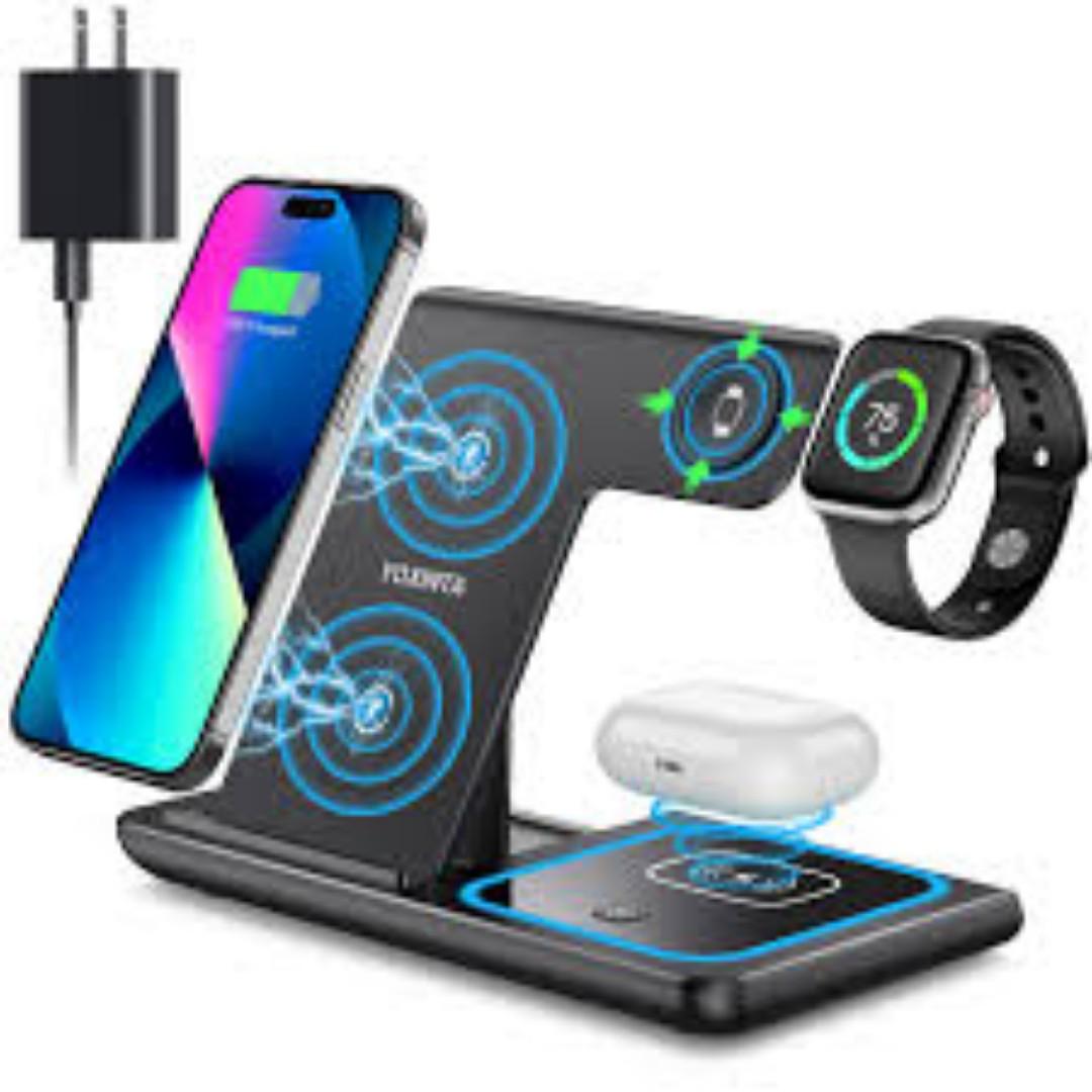 Wireless Charger, 3 in 1 Wireless Charging Station, Fast Wireless Charger Stand for iPhone 15 14 13 12 11 Pro Max XR XS 8 Plus, for Apple Watch 8 7 6 5 4 3 2 SE,for AirPods Pro 3 2