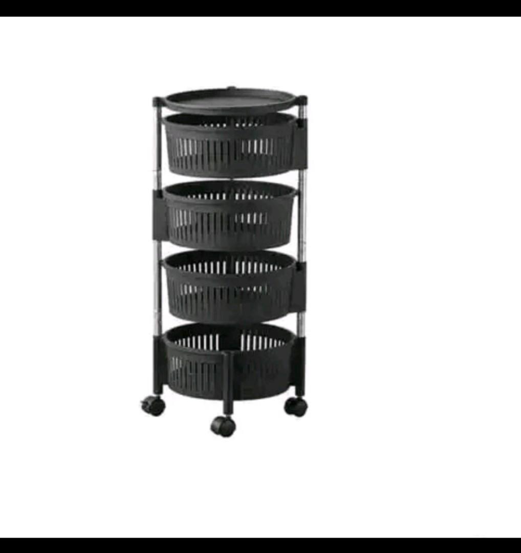 Circular Basket Rack Best price for 4-Tier Metal Round Rotating Vegetable Storage Tower Unit ...