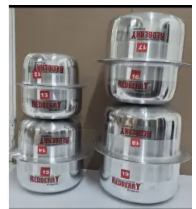 Redberry 8pcs from size 12 to 19 Premier Range of Aluminium Cooking Pots Set Stainless steel Sufurias