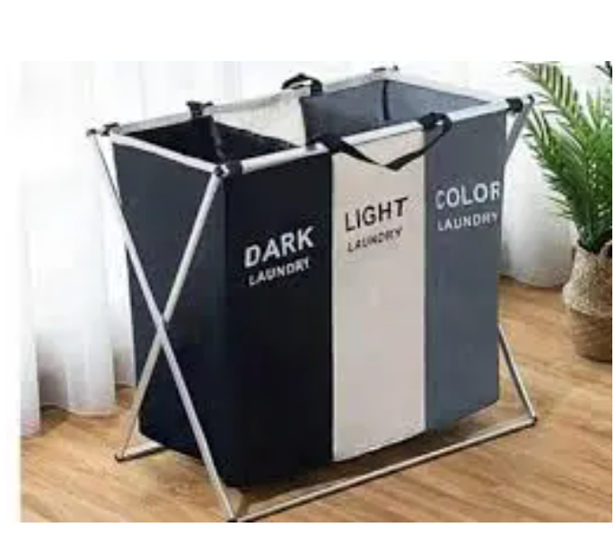 3 compartment foldable Laundry Basket ,with Handle Divided Laundry Hamper 3 Sections for Dirty Clothes 3 Compartment Collapsible Sorted Bag for School Dorm Bedroom Bathroom Closet Apartment