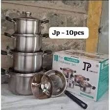 JP Heavy duty 10 PCS Stainless Steel Cookware Set Cooking Pots/sufuria.Heavy duty Supports induction cooking Non-stick Easy to maintain and clean Can be used on any stove, gas burners, electric coils