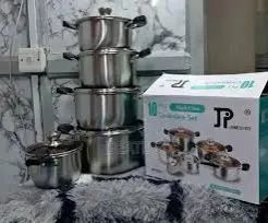 JP Heavy duty 10 PCS Stainless Steel Cookware Set Cooking Pots/sufuria.Heavy duty Supports induction cooking Non-stick Easy to maintain and clean Can be used on any stove, gas burners, electric coils