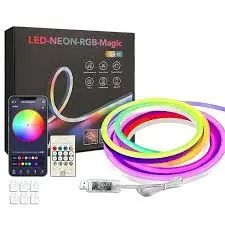 LED Neon RGB-Magic Smart Rope Light – 5M/10M Flexible Snake Light with App & Remote Control, Flexible Music Sync for home ,room, pool, Gaming Room Décor.