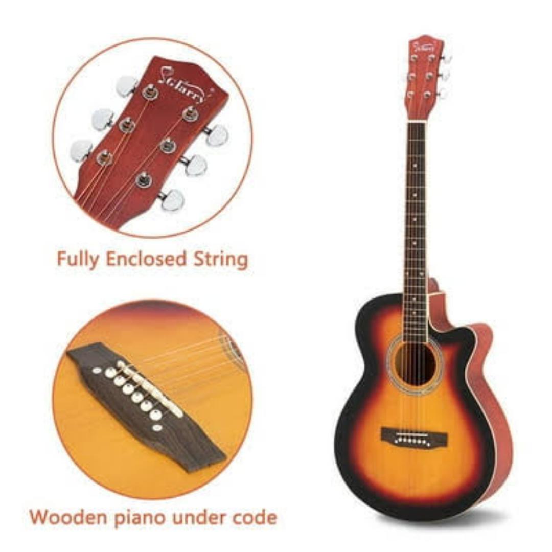 Sun Burst Acoustic Guitar 38" Modern Wood Musical For Beginners