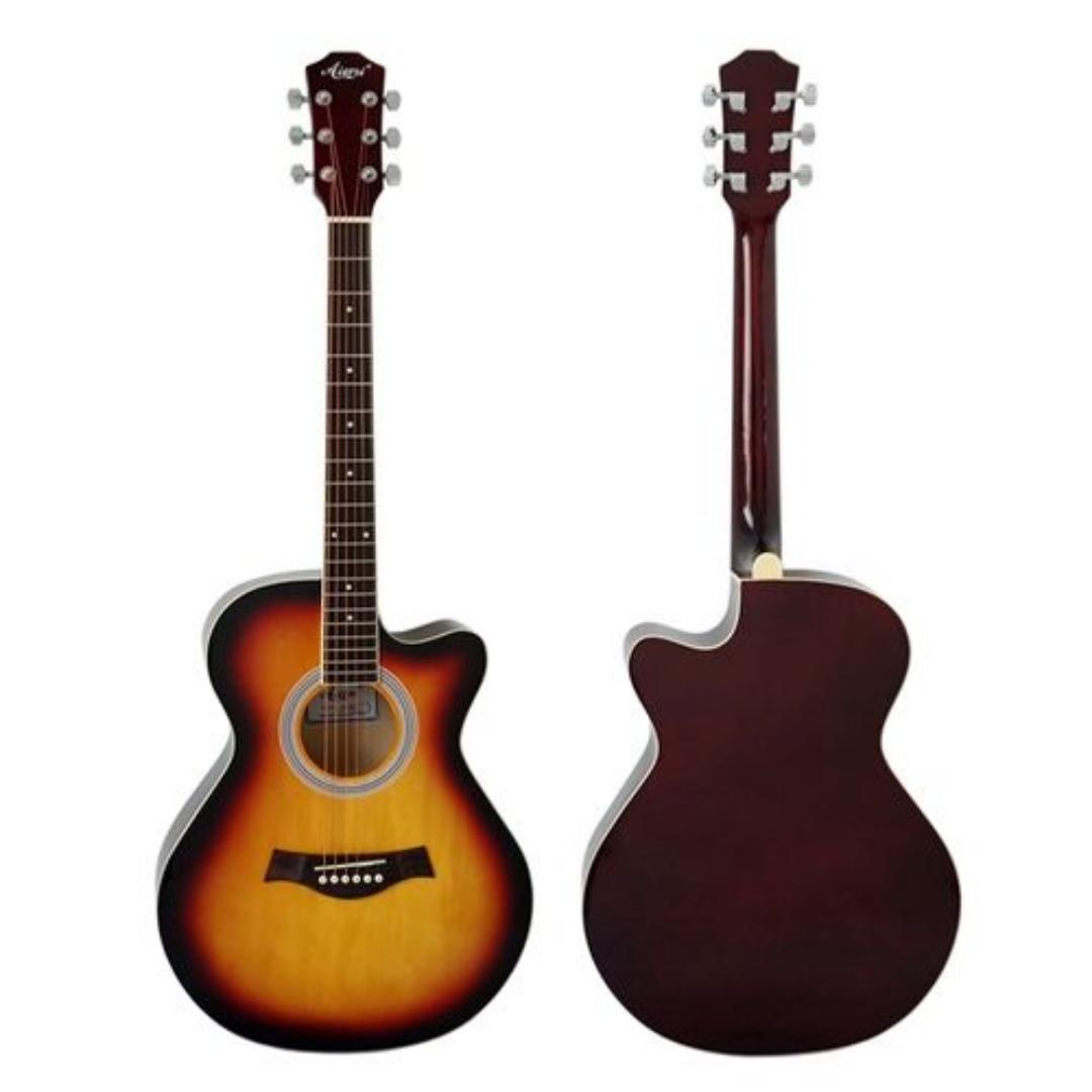 Sun Burst Acoustic Guitar 38" Modern Wood Musical For Beginners
