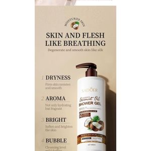 SADOER COCONUT Oil Shower gel that MOISTURIZE SKIN, TENDER SMOOTH AND Improve skin dry dehydration problem balance water oil