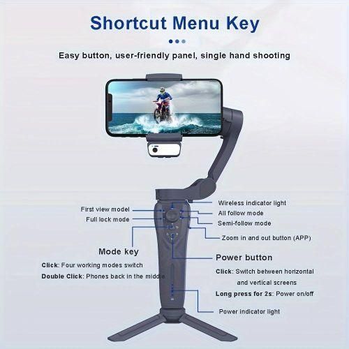 F12 foldable three-axis handheld phone pan tilt stabilizer intelligent AI face tracking horizontal