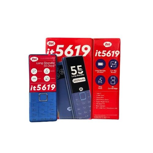 (BRAND NEW)Itel 5619, 2.4", 2,500mah , 3 Sim, Opera Mini, Type C, - Dark blue