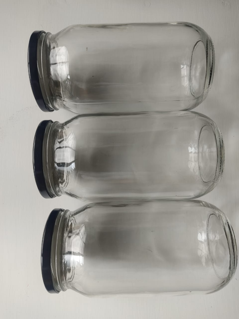 Glass Mason Jars with Silver Airtight Lids 1000ml Transparent for canning, Pick Jar, Storage of Ghee, Honey, Oil, Sugar, Tea, Coffee