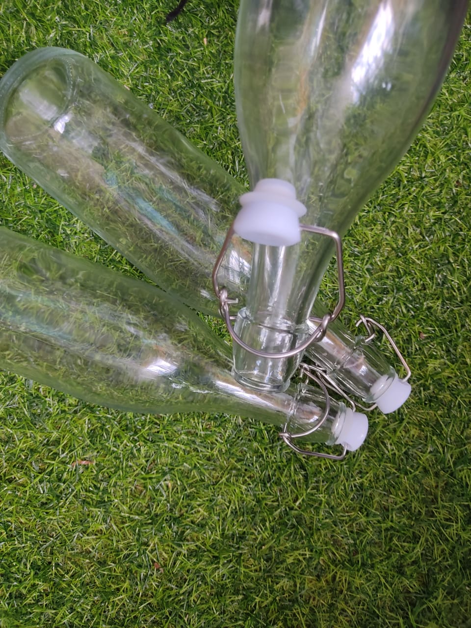 1000 ml Flip Top Glass Bottles, Swing Top Water Bottle, Clear Airtight Cap Glass Preserve Bottle with Stopper, Bottle for Brewing, Milk, Oil, Vinegar, Water, Fresh Juice, Beverages