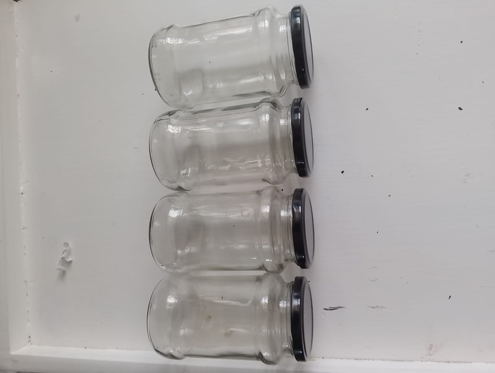 10 Pickle Glass Jars 400ml with Black Lids Airtight