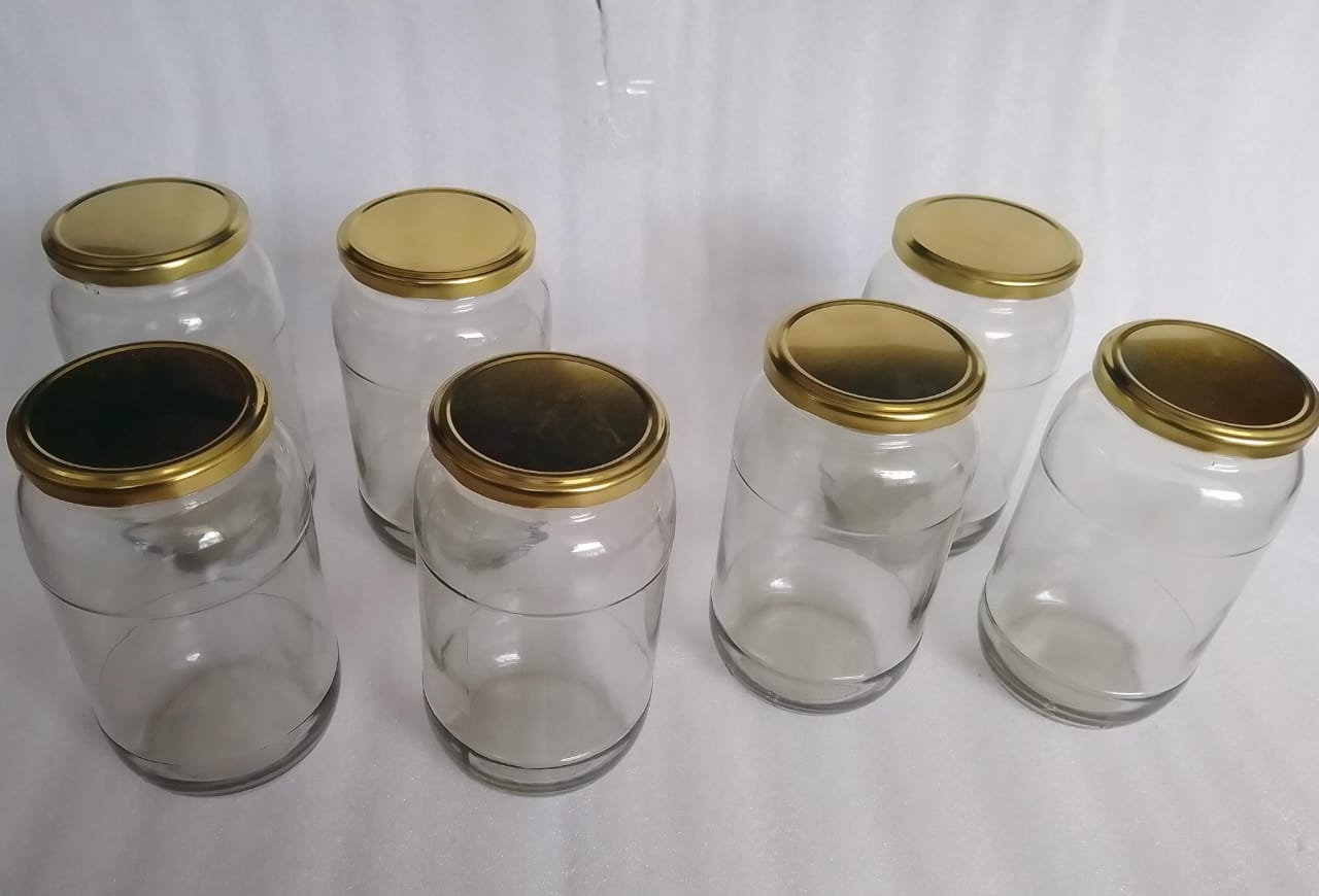 Glass Mason Jars with Black Airight Lids 1000ml Transparent  for canning,Pick Jar, Storage of Ghee, Honey, Oil,Sugar, Tea, Coffee