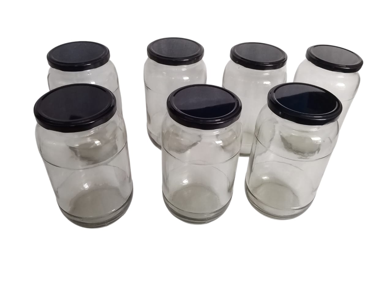 Glass Mason Jars with Black Airight Lids 1000ml Transparent for canning,Pick Jar, Storage of Ghee, Honey, Oil,Sugar, Tea, Coffee