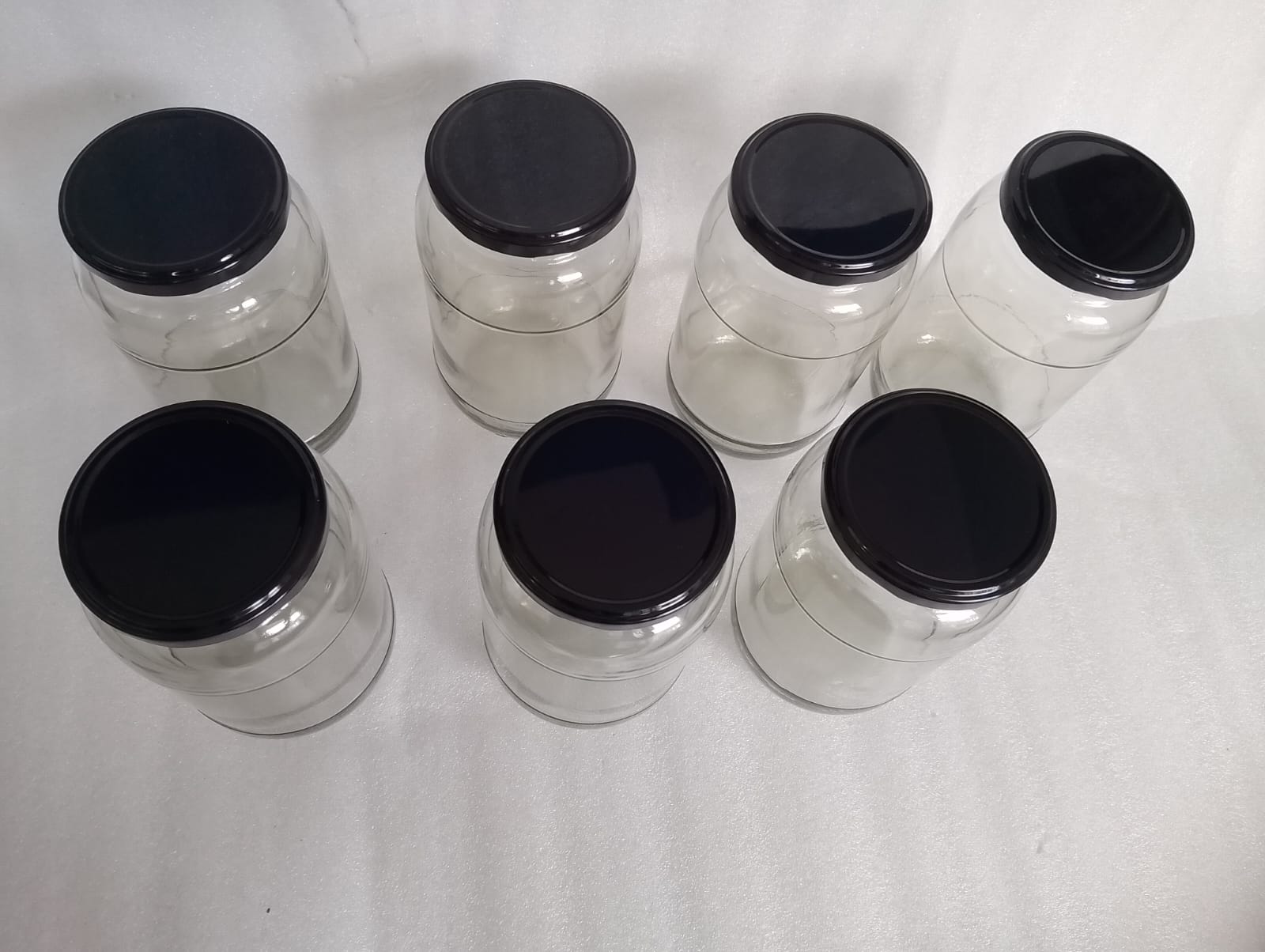 Glass Mason Jars with Black Airight Lids 1000ml Transparent for canning,Pick Jar, Storage of Ghee, Honey, Oil,Sugar, Tea, Coffee