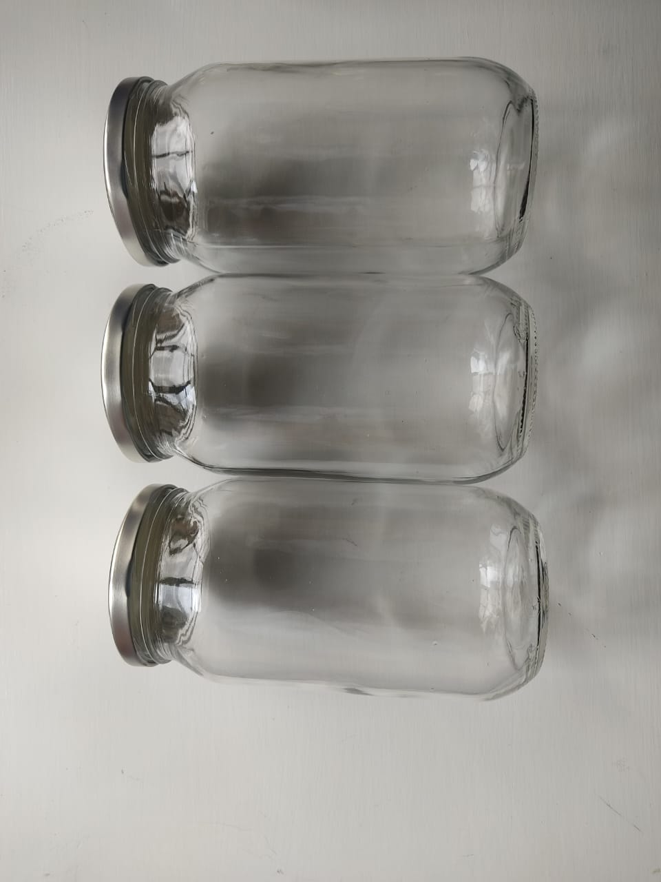 Glass Mason Jars with Silver Airight Lids 1000ml Transparent for canning,Pick Jar, Storage of Ghee, Honey, Oil,Sugar, Tea, Coffee