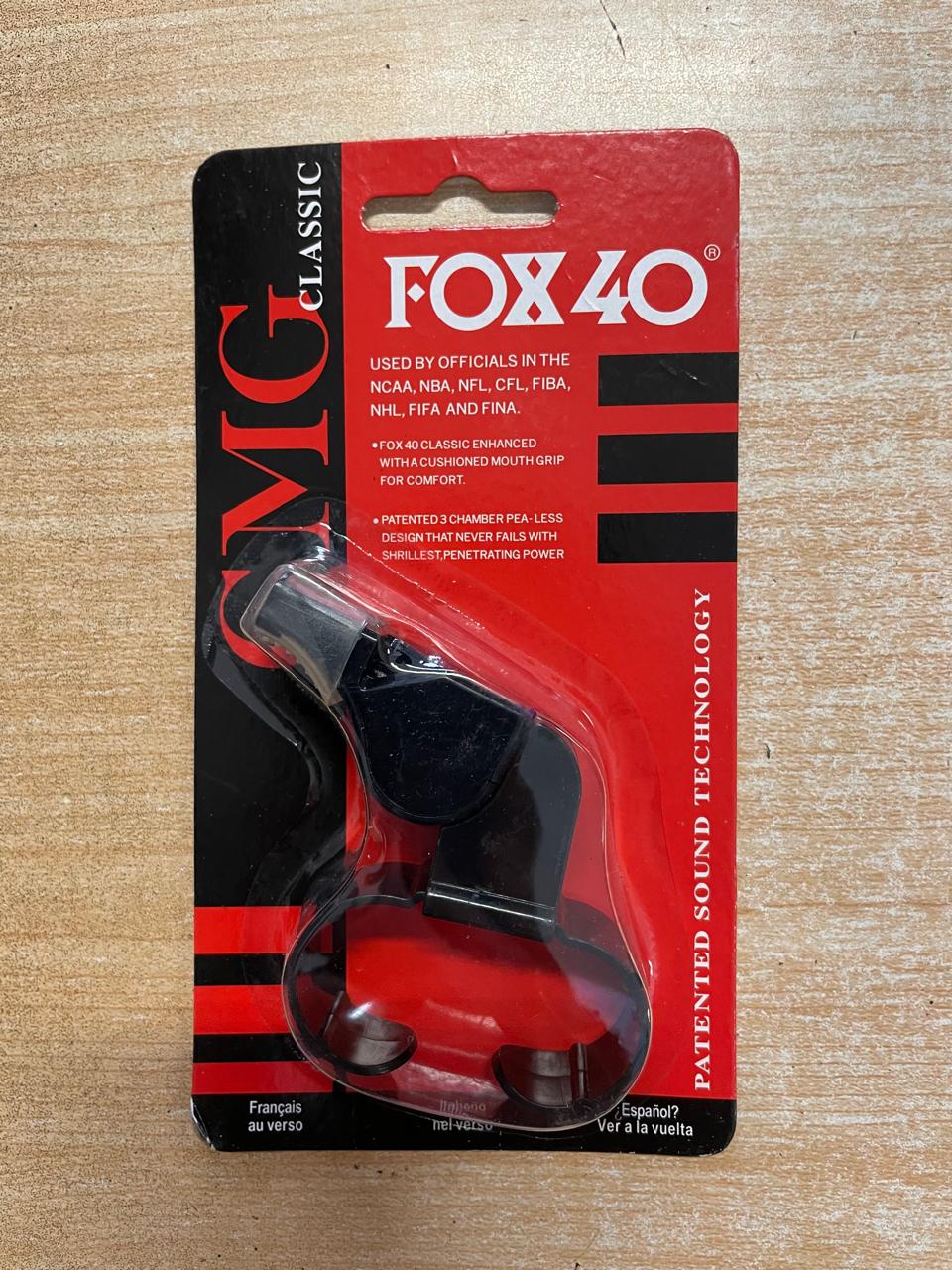 1 Pack of Fox 40 Classic CMG Fingergrip Whistle Black with Cushion 3-chamber pealess + CMG