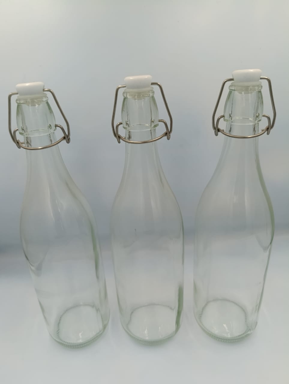 1000 ml Flip Top Glass Bottles, Swing Top Water Bottle, Clear Airtight Cap Glass Preserve Bottle with Stopper, Bottle for Brewing, Milk, Oil, Vinegar, Water, Fresh Juice, Beverages