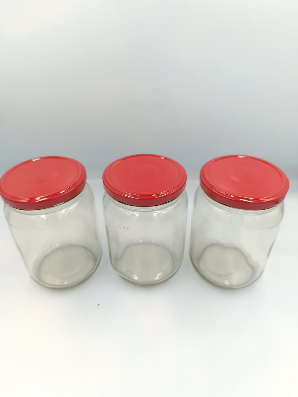Transparent Glass Jar and Container Air Tight Red Lid for Kitchen 720ml Glass Jar with Airtight Metal Lid