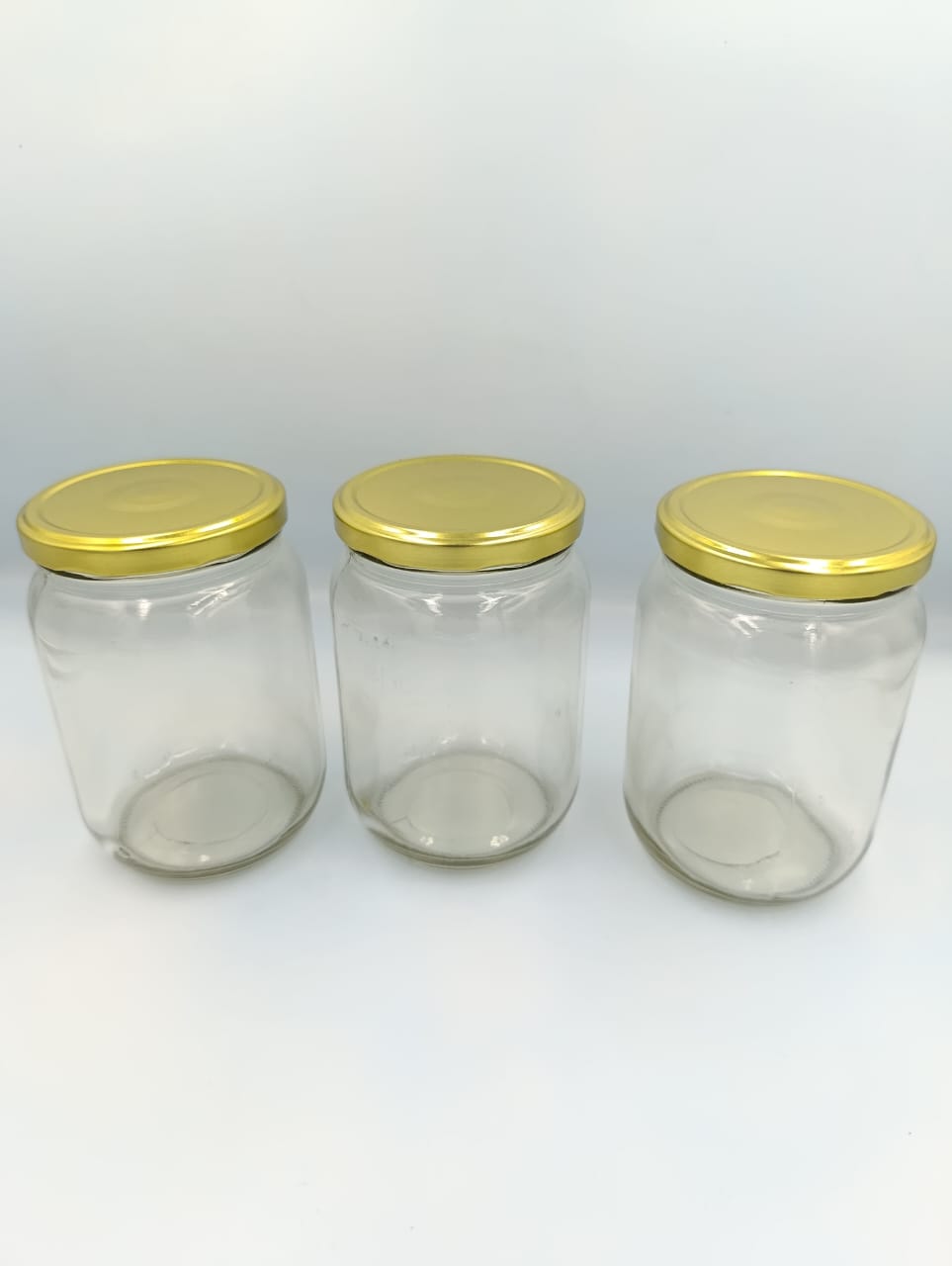 Transparent Glass Jar and Container Air Tight Golden Lid for Kitchen 720ml Glass Jar with Airtight Metal Lid