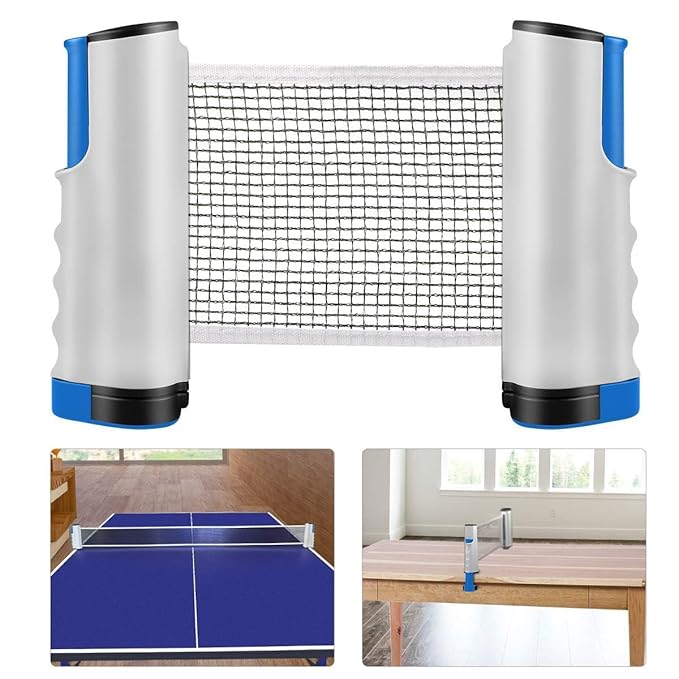 Retractable Table Tennis Net – Portable Ping Pong Table Tennis Net for Any Table, Easy Setup, Indoor & Outdoor Table Tennis for Home (Full Set (TT Net + 2 TT Bats + 3 Balls))