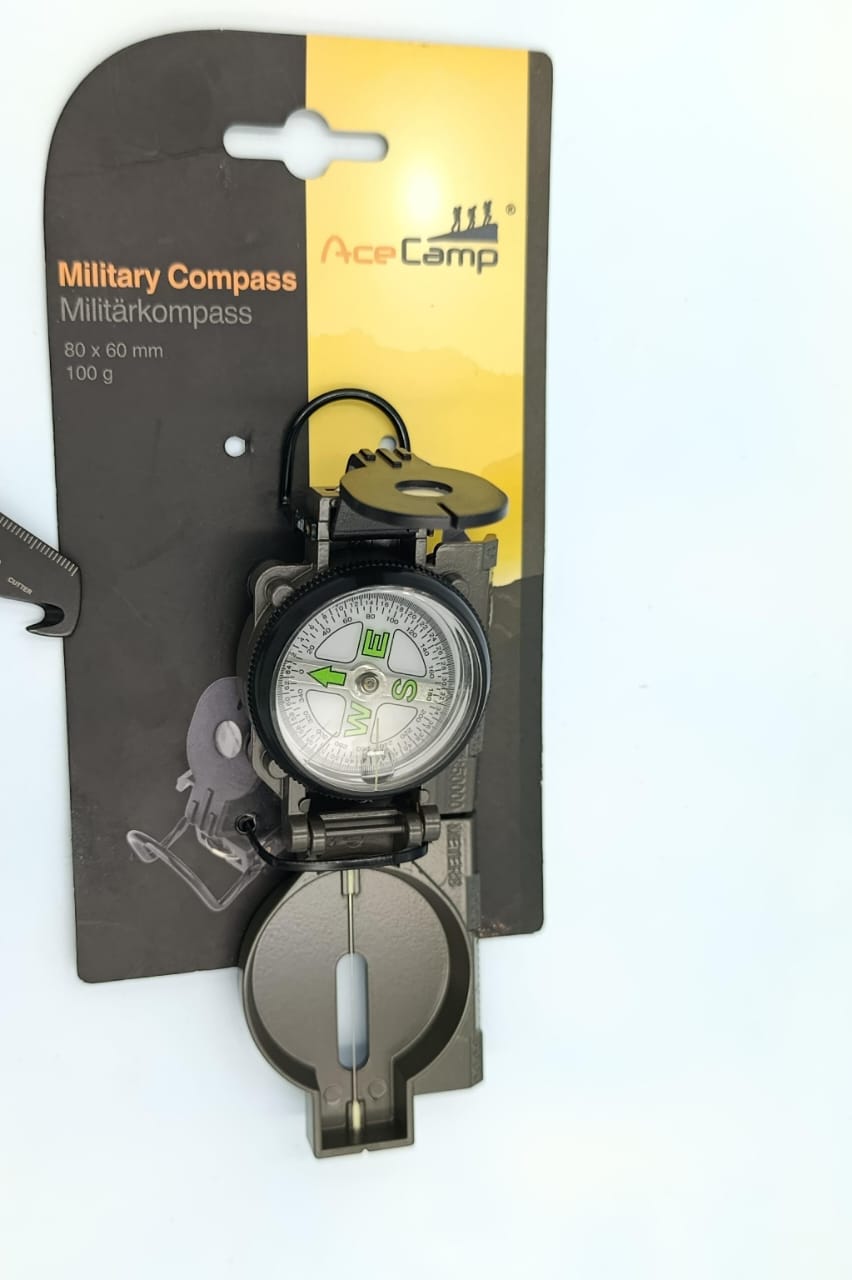 AceCamp Military Compass Lensatic Compass, Accurate Waterproof Size 80 By 60 MM for Hiking Camping Navigation Survival Backpacking Orienteering