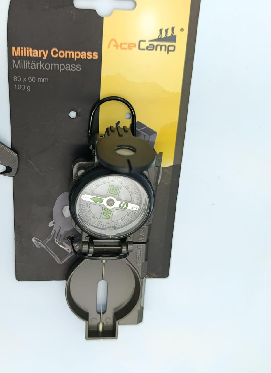 AceCamp Military Compass Lensatic Compass, Accurate Waterproof Size 80 By 60 MM for Hiking Camping Navigation Survival Backpacking Orienteering