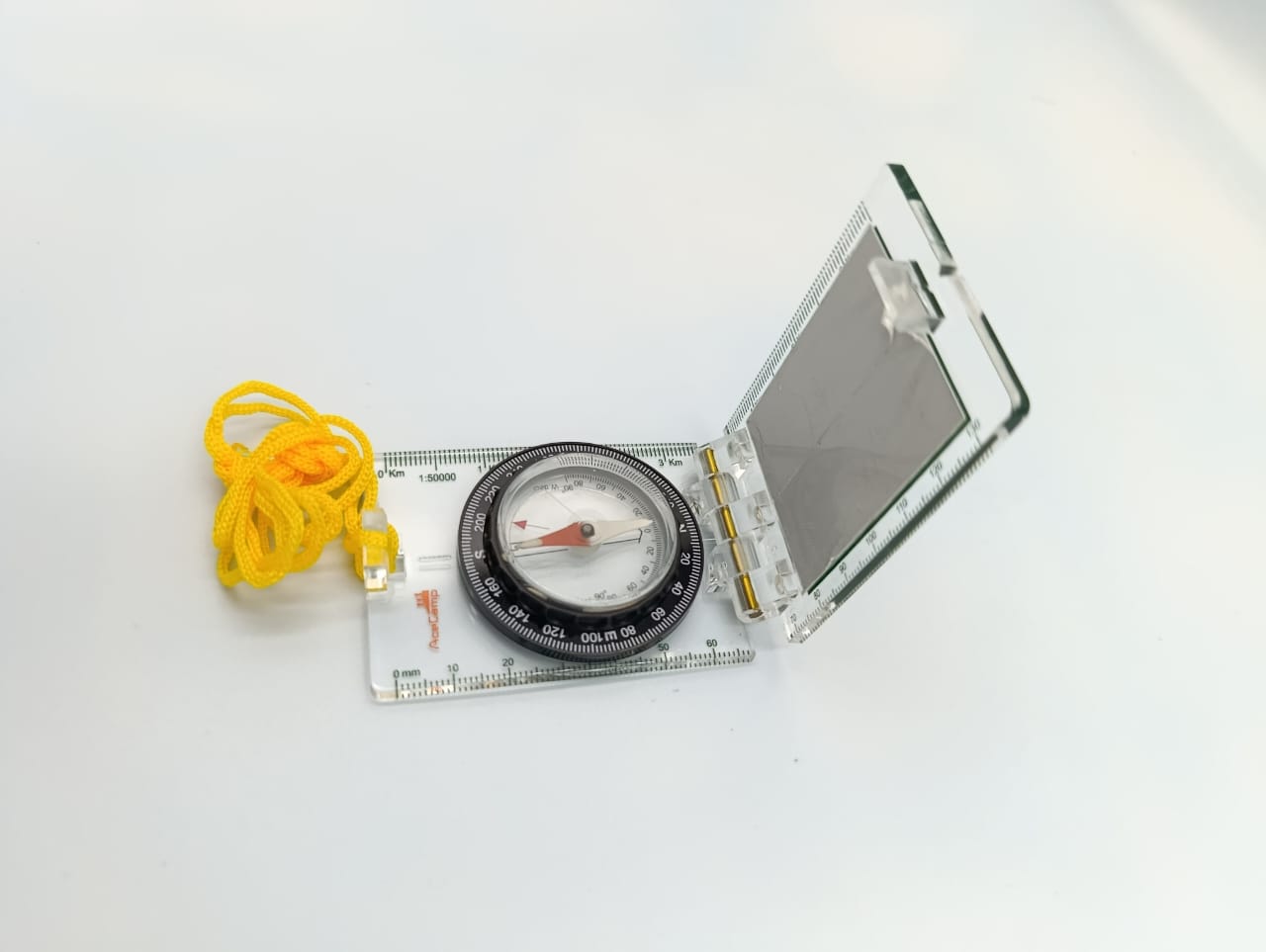 AceCamp Fluorescent Map Compass With Mirror Navigation Hiking Compass with Base Plate Orientation