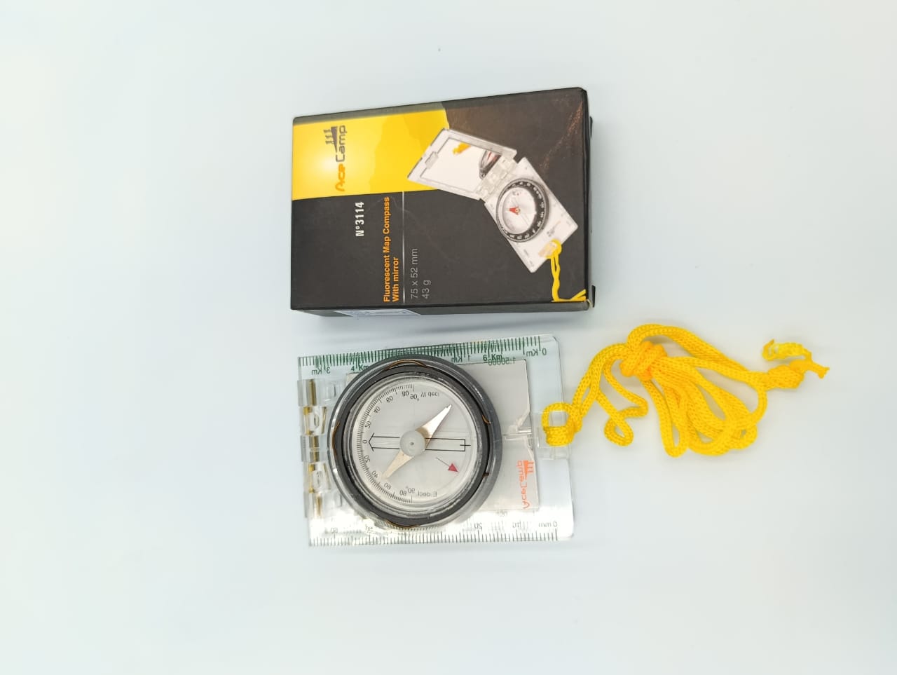 AceCamp Fluorescent Map Compass With Mirror Navigation Hiking Compass with Base Plate Orientation