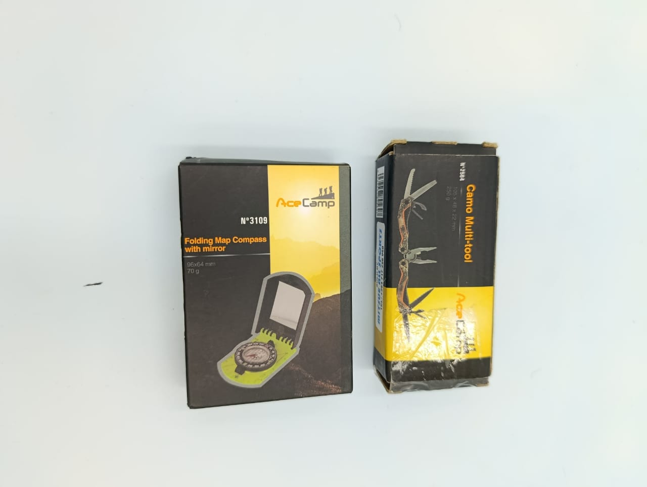 AceCamp Survival Gear Bundle, 11 -in- 1 Multi tool Plier Camo Pocket Knife, stainless steel and Folding compass with Mirror