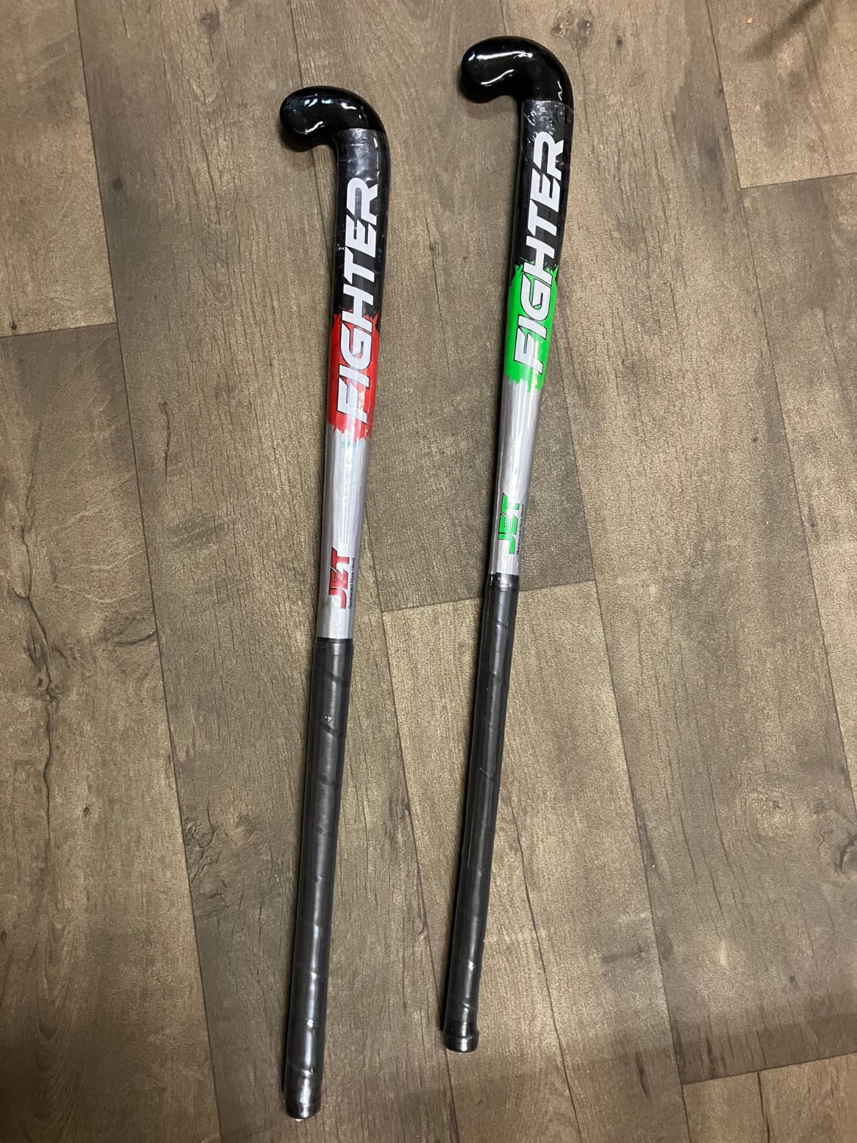 Field Hockey Fighter Hockey Stick 36 Inches, with Medium Size Sparo Shin Guard with Anklet and Single Sided Mouth Guard. Beginner level  for Teens Height (1.6m-1.7m) age 11-14 years