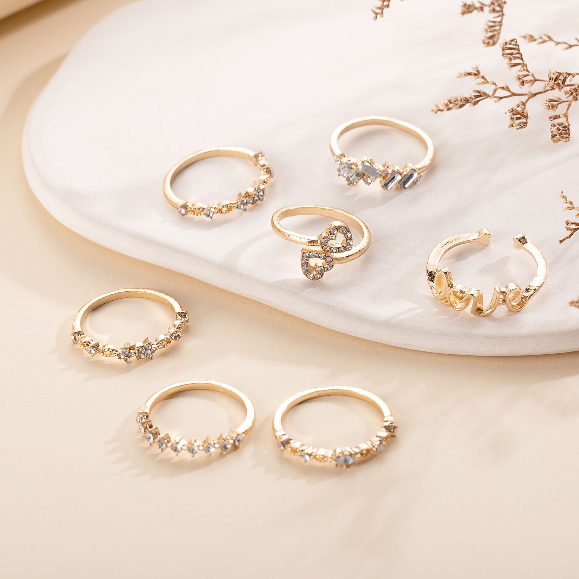 7pcs/set Women's Rings Luxury Diamond Rings Fashion Women  Jewelry Sets