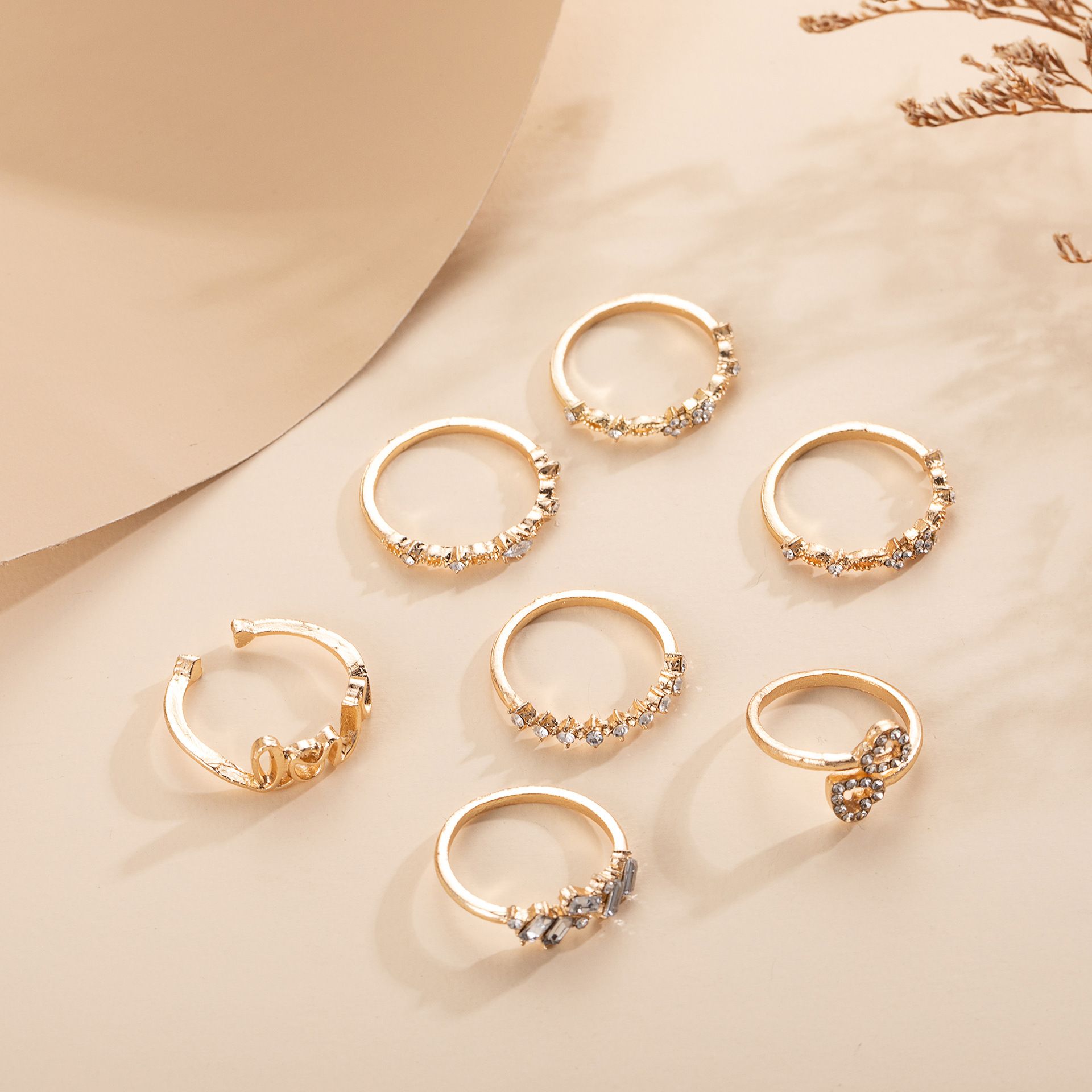 7pcs/set Women's Rings Luxury Diamond Rings Fashion Women  Jewelry Sets