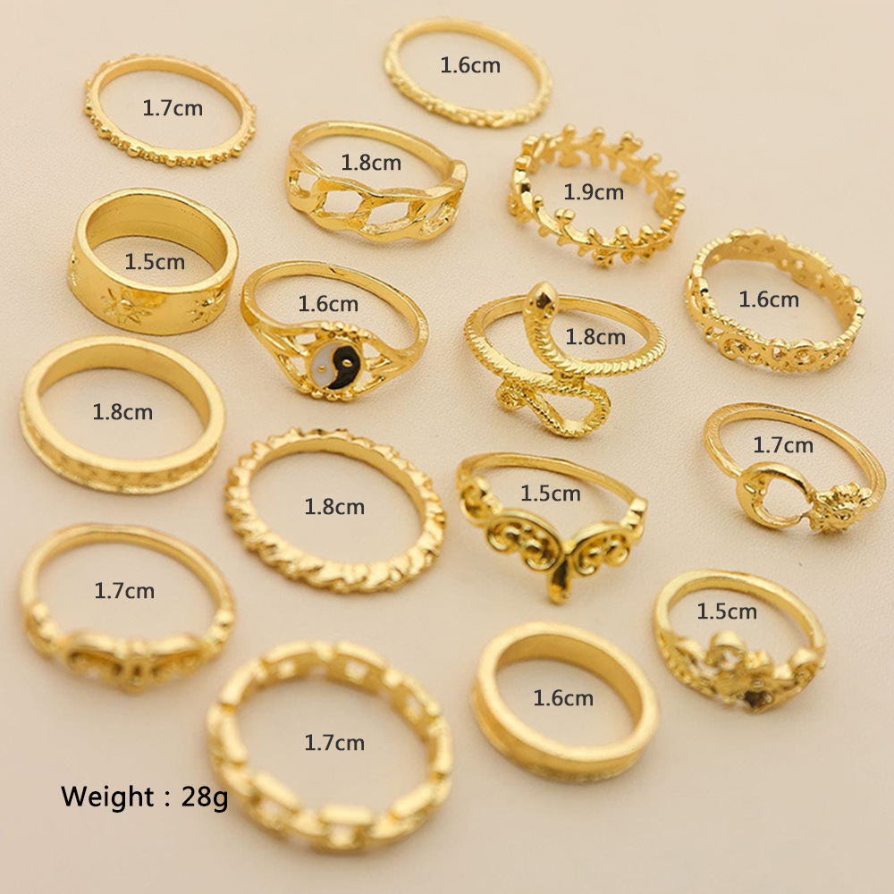 16pcs/set Women's Rings Luxury Ladies Rings Fashion Women Jewelry Sets