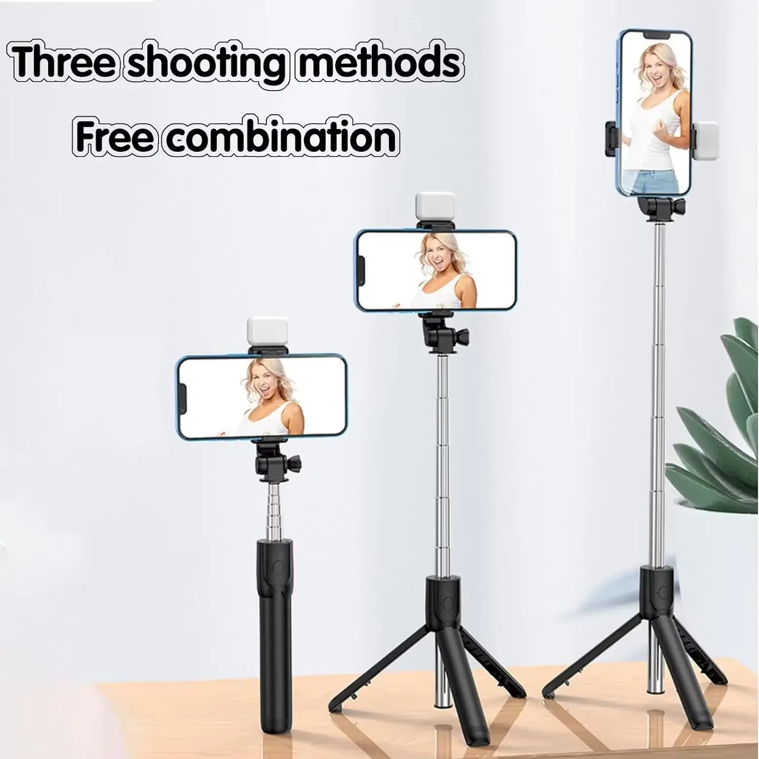 Selfie Stick Tripod with Light Portable Phone Tripod for iPhone 15 Pro Max/15/14 Pro/14/13/12/11 Samsung S22 S21 S20 Android