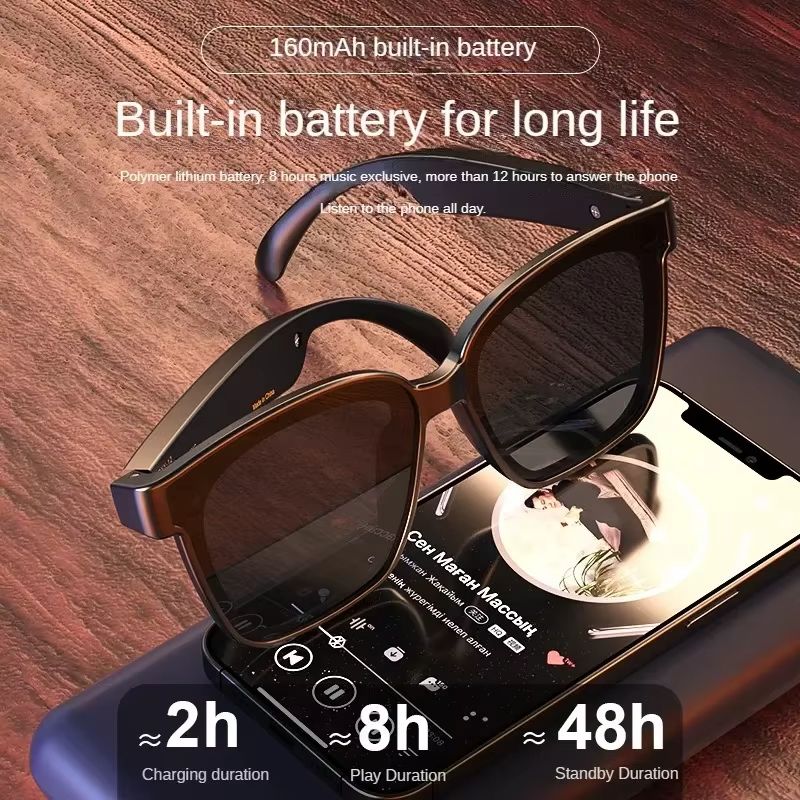 Wireless Bluetooth Headphones Music Calls Casual Glasses Polarized Trendy Sunglasses