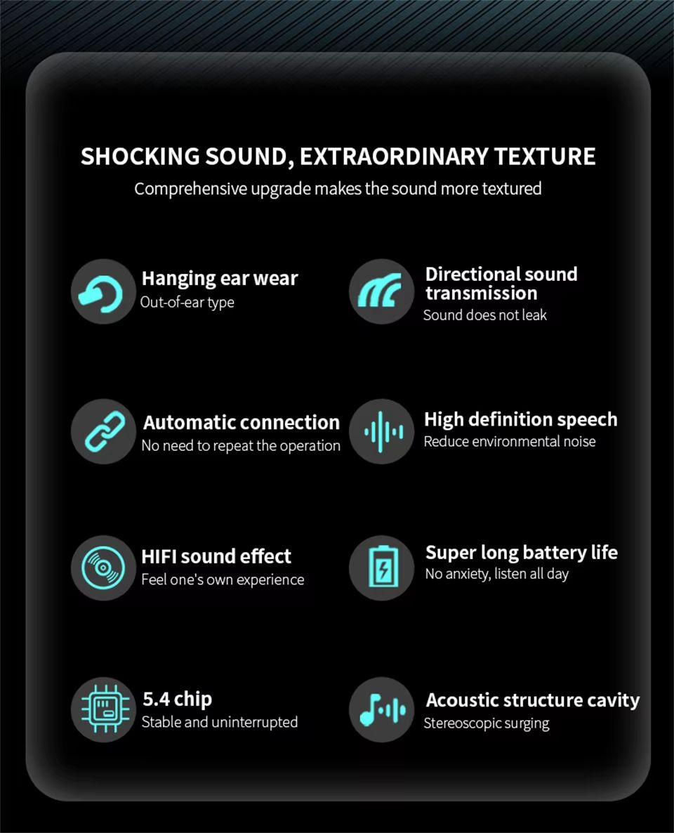 Wireless Bluetooth Headphones Full Open Headset Air Conduction Ear Hook Earphones Handsfree Noise Canceling Audifonos Sports
