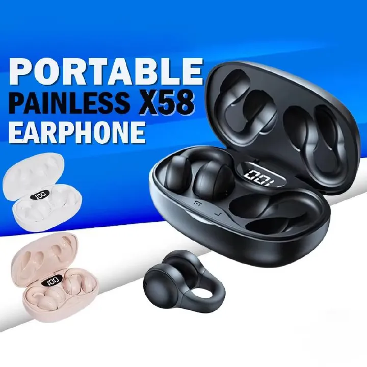 X58 TWS Wireless Bone Conduction Headphones Bluetooth 5.3 Earphones Waterproof Sports Earbuds Earring Ear Hook With Mic Headset