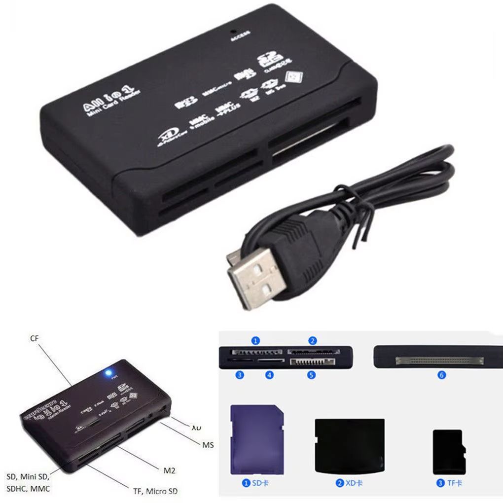 All In One Card Reader USB 2.0 SD Card Reader Adapter Support TF CF SD Mini SD SDHC MMC MS XD