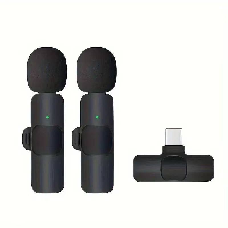 2 Wireless Lavalier Microphone For Video Recording Interview Podcast Vlog Low Delay Built-in Noise Reduction