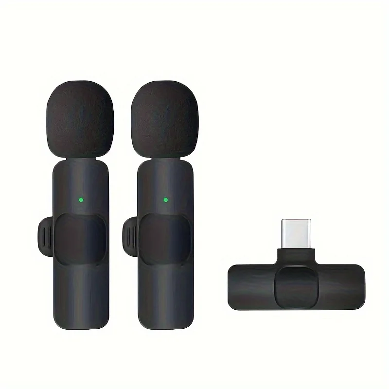 2 Wireless Lavalier Microphone For Video Recording Interview Podcast Vlog Low Delay Built-in Noise Reduction