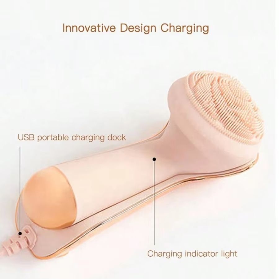 Electric Silicone Brush Facial Brush Skin Massager Wireless Charging Cleansing Waterproof Vibration Beauty Instrument Care