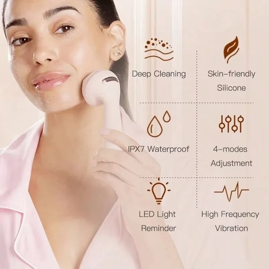 Electric Silicone Brush Facial Brush Skin Massager Wireless Charging Cleansing Waterproof Vibration Beauty Instrument Care