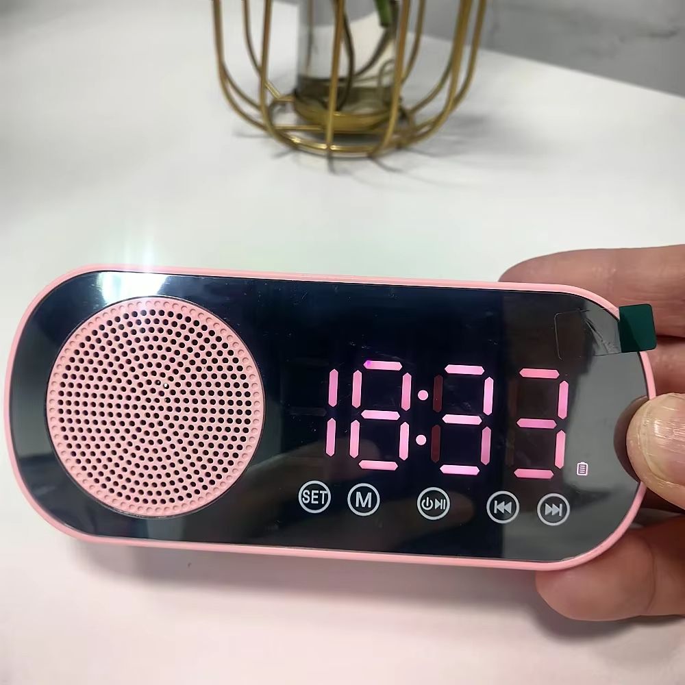 USB Plug-in Mirror Digital Alarm Clock Timer Support TF FM Radio 2 Alarms Wireless Speaker Subwoofer Desktop Music Player
