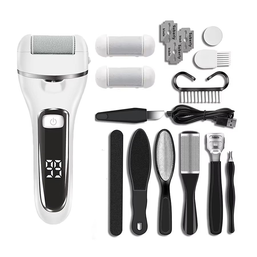 Electric Callus Remover Professional Foot File Grinder Pedicure Machine Rechargeable Heel Cracked Dead Skin Scrubber 3 Heads