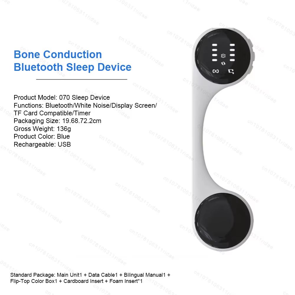 White Noise Sleep Aid Music Box Under Pillow Bone Conduction Bluetooth Speaker with Led Display Timed Shutdown Improve Sleep