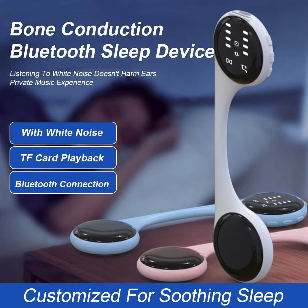 White Noise Sleep Aid Music Box Under Pillow Bone Conduction Bluetooth Speaker with Led Display Timed Shutdown Improve Sleep